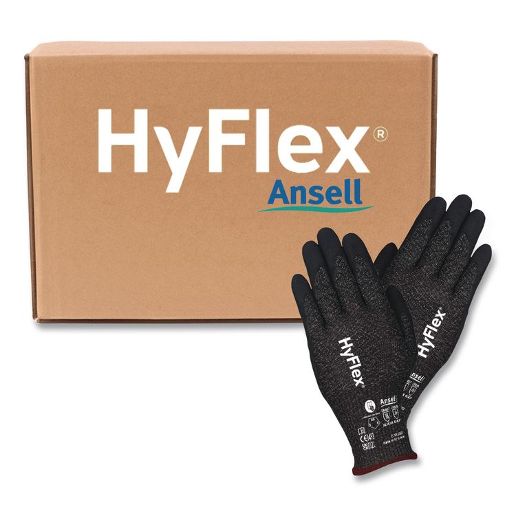 Hyflex 11-591 Cut Resistant Gloves, EN388: 4X43F, 10" Long, (Size 6), Black, 144 Pairs
