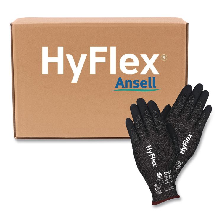 Hyflex 11-591 Cut Resistant Gloves, EN388: 4X43F, 10" Long, (Size 7), Black, 144 Pairs