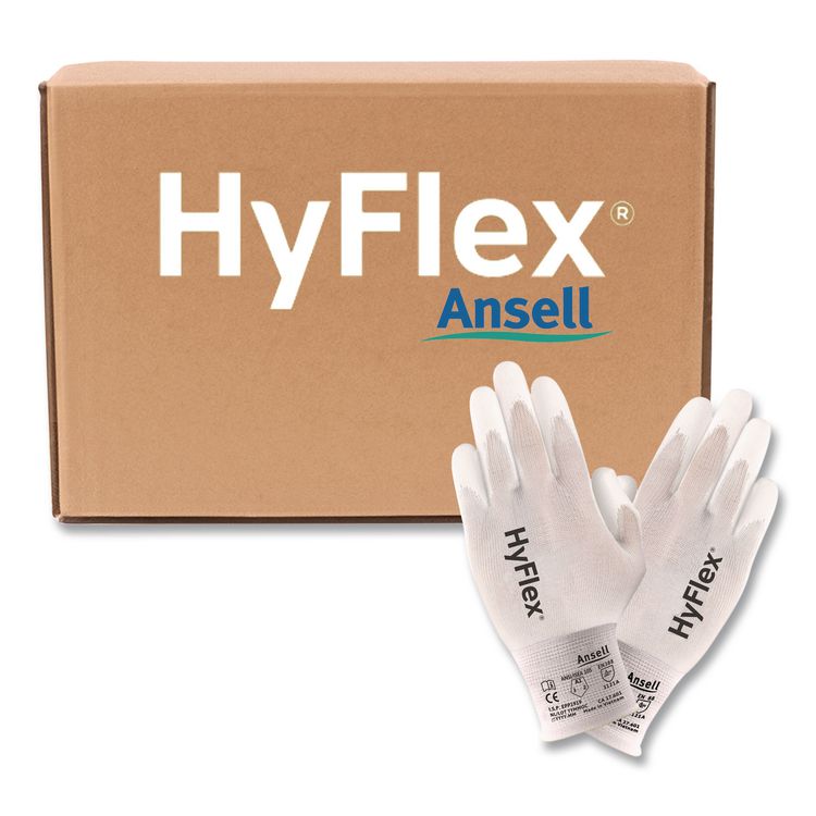HyFlex 11-600 Safety Industrial Gloves, EN388: 3121A, 9.5" Long, (Size 6), White, 144 Pairs