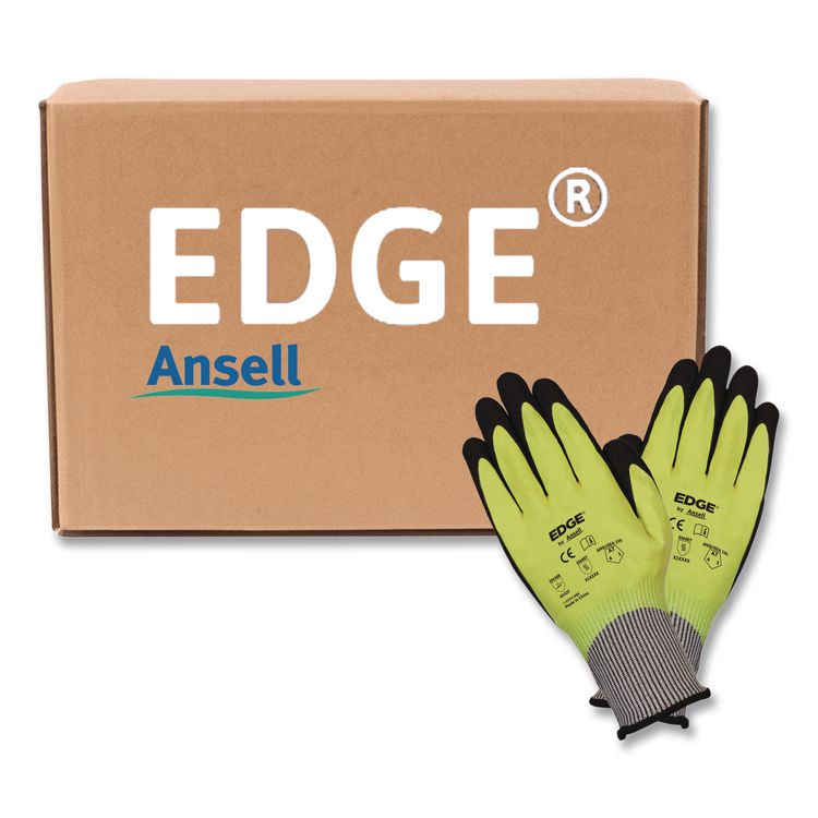 EDGE 48-969 Cut Resistance Gloves, EN388: 4X42F, 9.5" Long, (Size 11), Yellow/Black, 144 Pairs