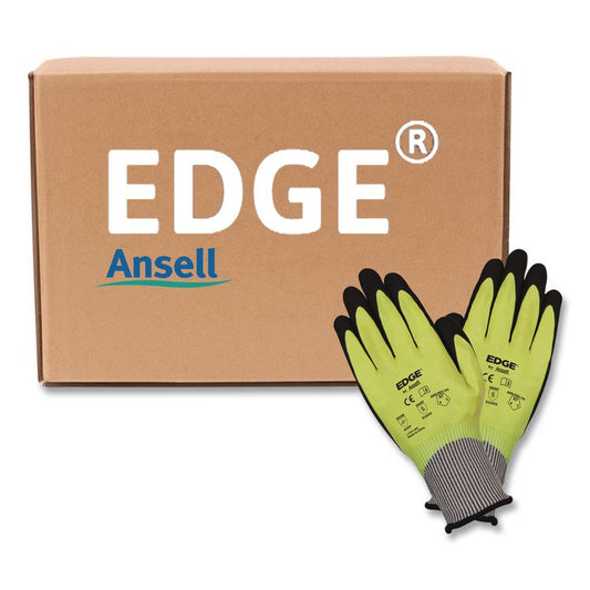 EDGE 48-969 Cut Resistance Gloves, EN388: 4X42F, 9.5" Long, (Size 10), Yellow/Black, 144 Pairs