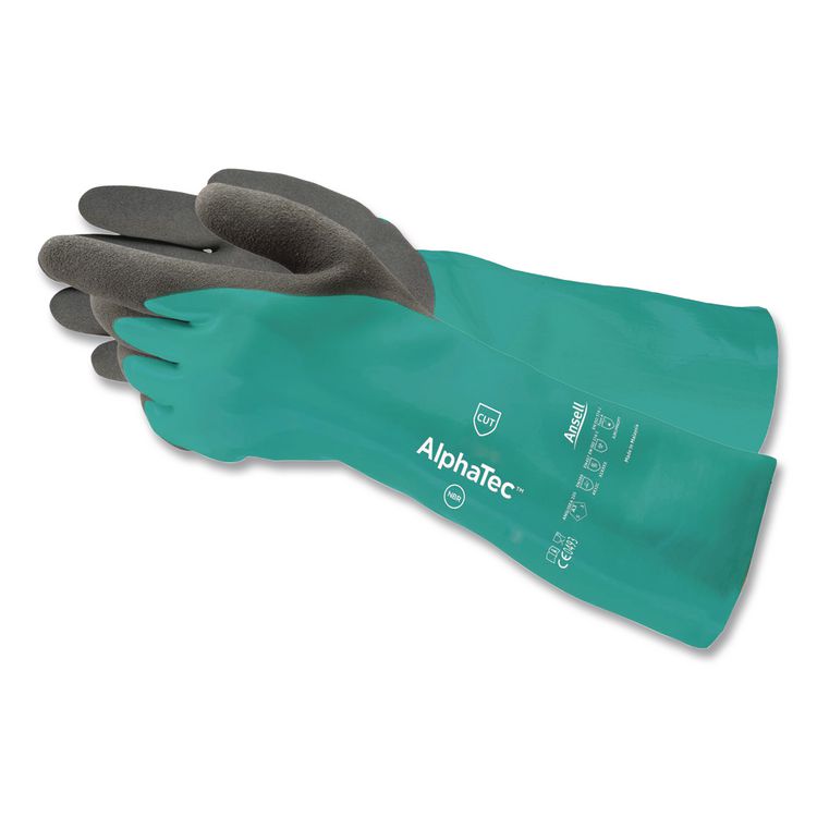 AlphaTec 58-735 Chemical and Cut Protection Gloves, 13.8" Long, 2X-Large (Size 11), Blue/Gray, 72 Pair