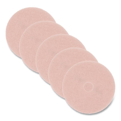 Burnish Floor Pads, 28" Diameter, Pink, 5/Carton