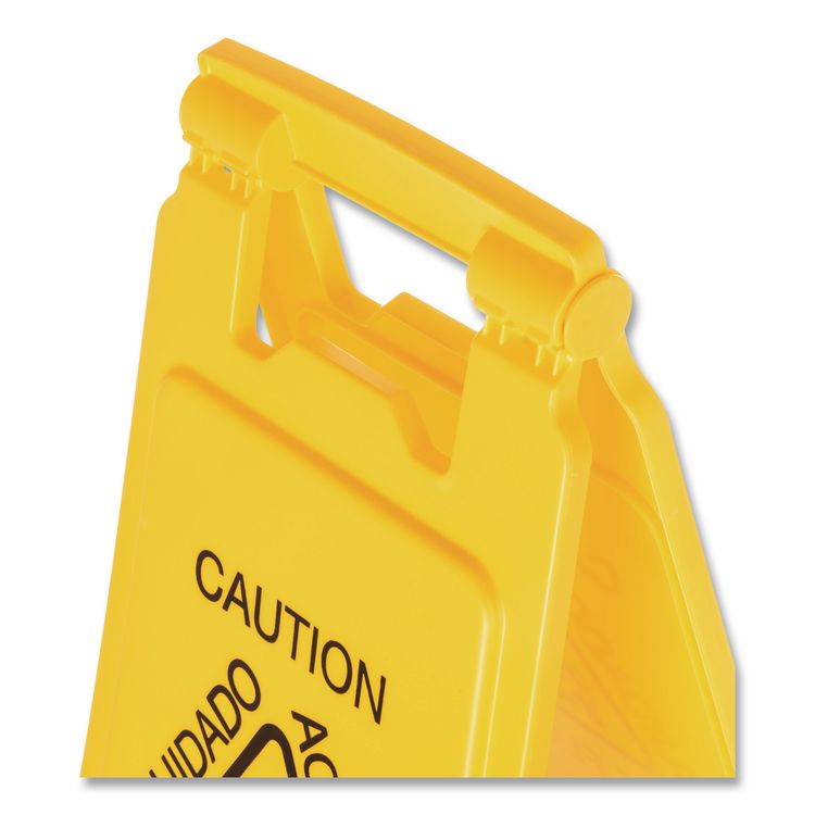 Site Safety Wet Floor Caution Sign, 2-Sided, 10 x 2 x 26, Yellow
