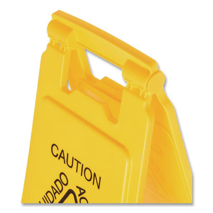 Site Safety Wet Floor Caution Sign, 2-Sided, 10 x 2 x 26, Yellow