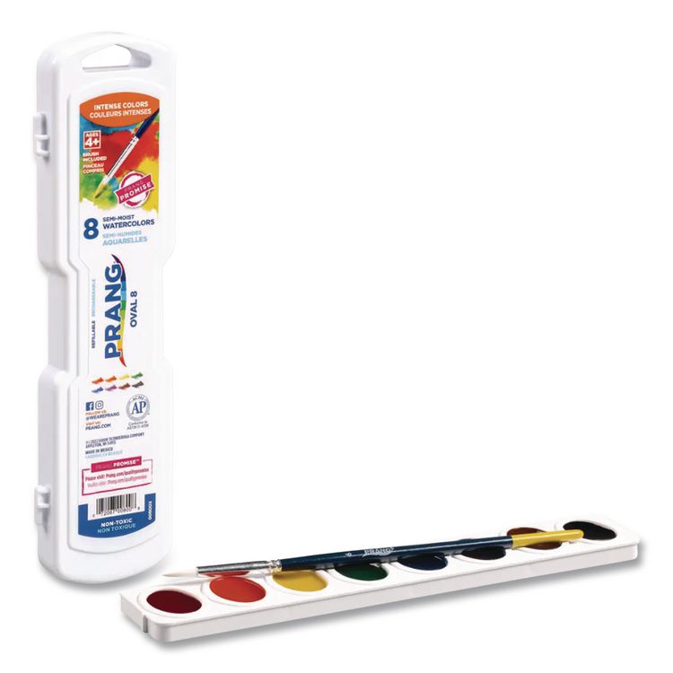 Professional Watercolors, 8 Assorted Colors, Oval Pan Palette Tray