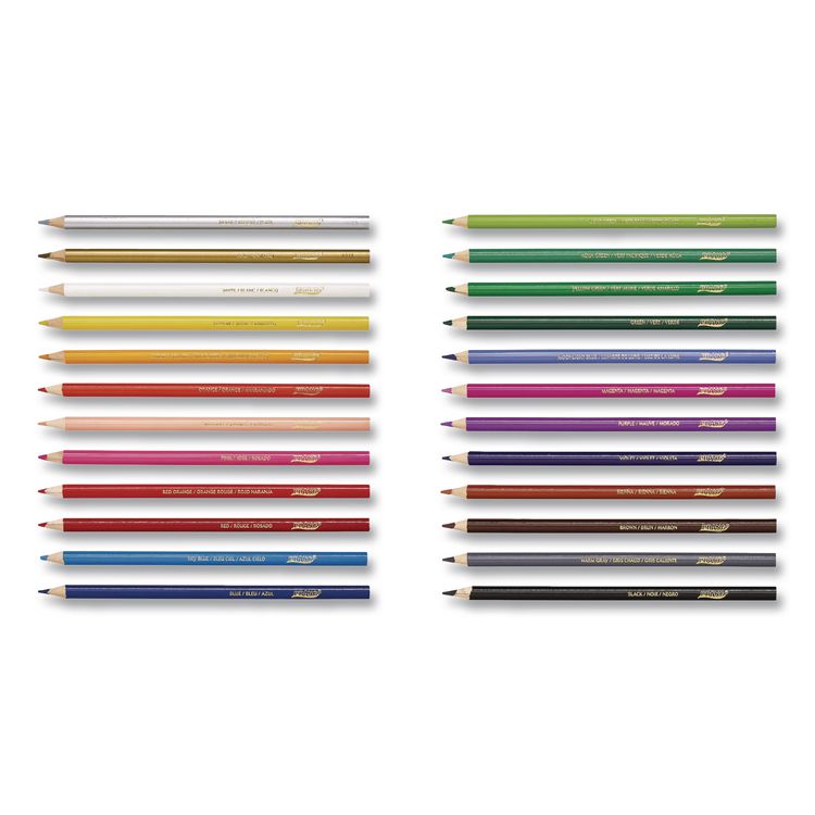 Colored Pencil Sets, 3.3 mm, 2B, Assorted Lead and Barrel Colors, 24/Pack