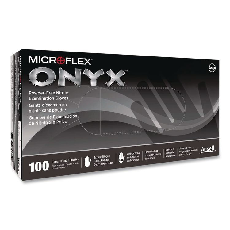 MICROFLEX Onyx N64 Exam Gloves, Powder-Free, AQL 1.5, Small (Size 6), 3.5 mil Thick, 9.6" Long, Black, 100/Box,10/Carton
