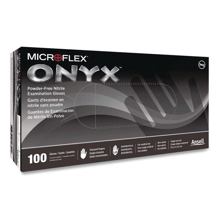 MICROFLEX Onyx N64 Exam Gloves, Powder-Free, AQL 1.5, X-Large (Size 9), 3.5 mil Thick, 9.6" Long, Black,100/Box,10/Carton