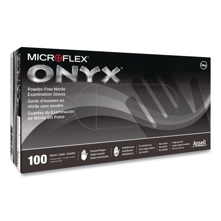MICROFLEX Onyx N64 Exam Gloves, Powder-Free, AQL 1.5, 2X-Large (Size 10), 3.5 mil Thick, 9.6" Long, Black, 100/Box, 10/Carton