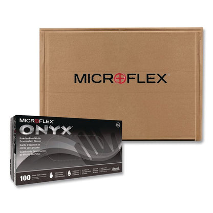 MICROFLEX Onyx N64 Exam Gloves, Powder-Free, AQL 1.5, Small (Size 6), 3.5 mil Thick, 9.6" Long, Black, 100/Box,10/Carton