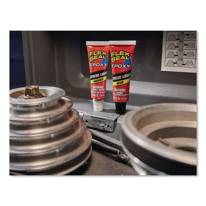 Flex Epoxy Extreme Liquid, Two Tube Set, 1 oz, Dries Black, 8/Carton