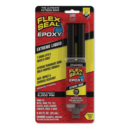 Flex Epoxy Extreme Liquid, Two-Part Syringe, 0.8 oz, Dries Black, 8/Carton
