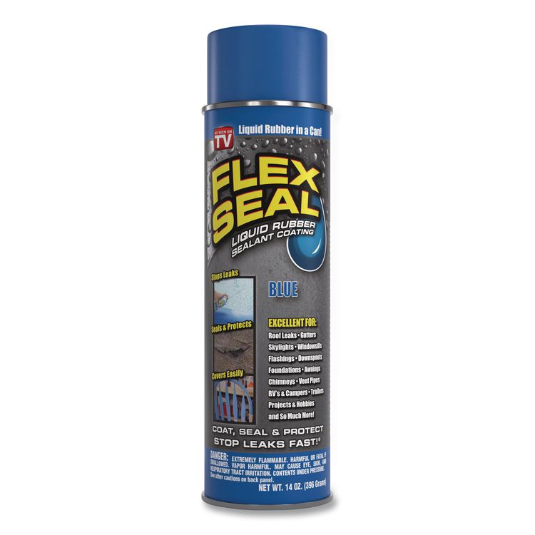 Flex Seal Liquid Rubber Sealant Coating Aerosol, 14 oz Aerosol Can, Dries Blue, 6/Carton