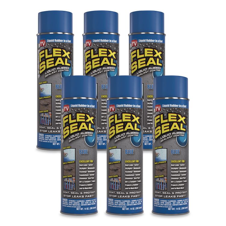 Flex Seal Liquid Rubber Sealant Coating Aerosol, 14 oz Aerosol Can, Dries Blue, 6/Carton