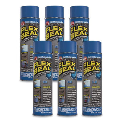 Flex Seal Liquid Rubber Sealant Coating Aerosol, 14 oz Aerosol Can, Dries Blue, 6/Carton