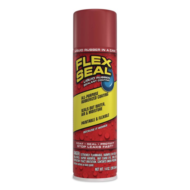 Flex Seal Liquid Rubber Sealant Coating Aerosol, 14 oz Aerosol Can, Dries Red, 6/Carton