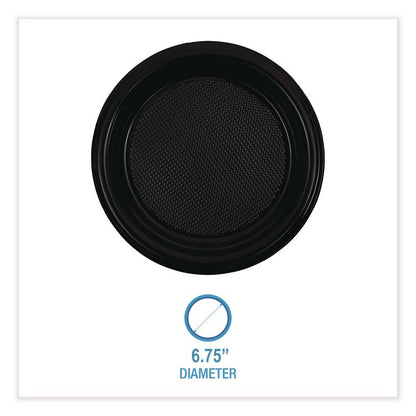 Hi-Impact Plastic Dinnerware, Plate, 6" dia, Black, 1,000/Carton