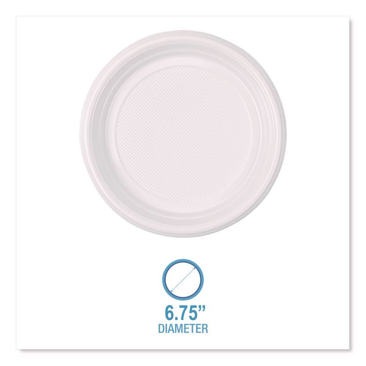 Hi-Impact Plastic Dinnerware, Plate, 6" dia, White, 1,000/Carton