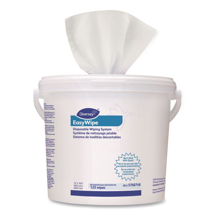 Easywipe Disposable Wiping Refill, 8.63 x 24.88, White, 125/Bucket, 6/Carton