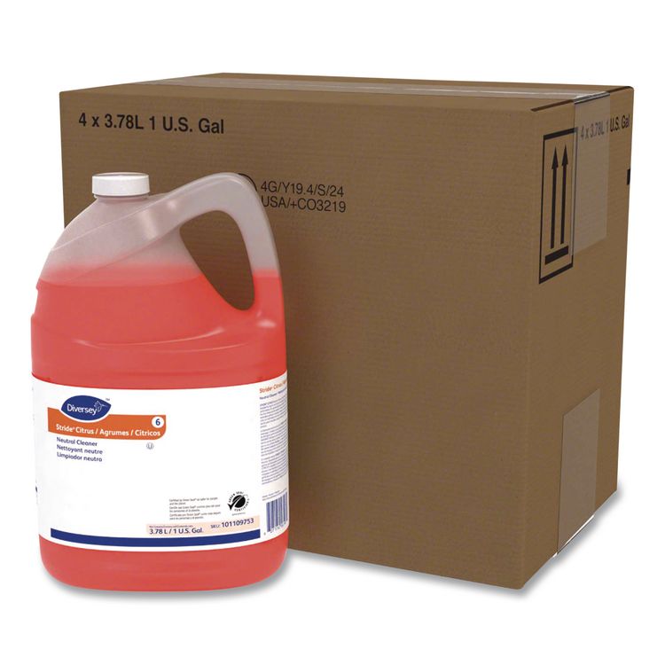 Stride Neutral Cleaner, Citrus Scent, 1 gal, 4 Bottles/Carton