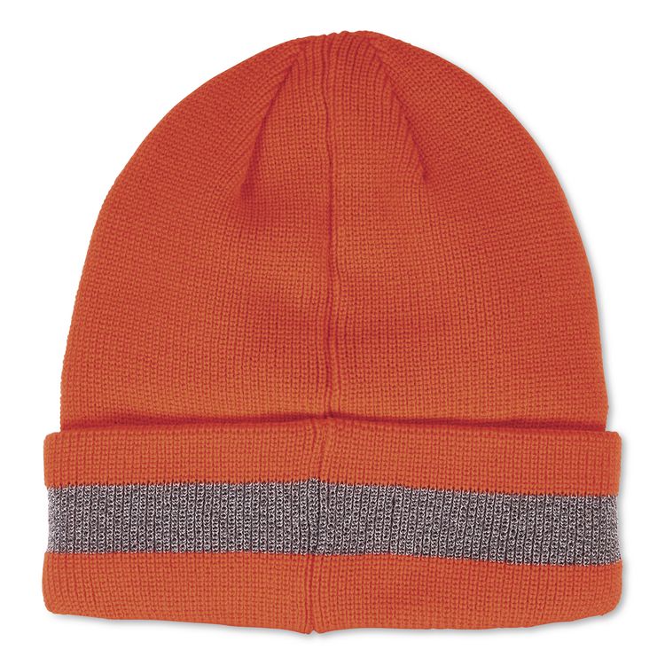 N-Ferno 6803ZI Reflective Rib Knit Winter Hat (Bump Cap Included), One Size Fits Most, 0.1" Insert, Orange