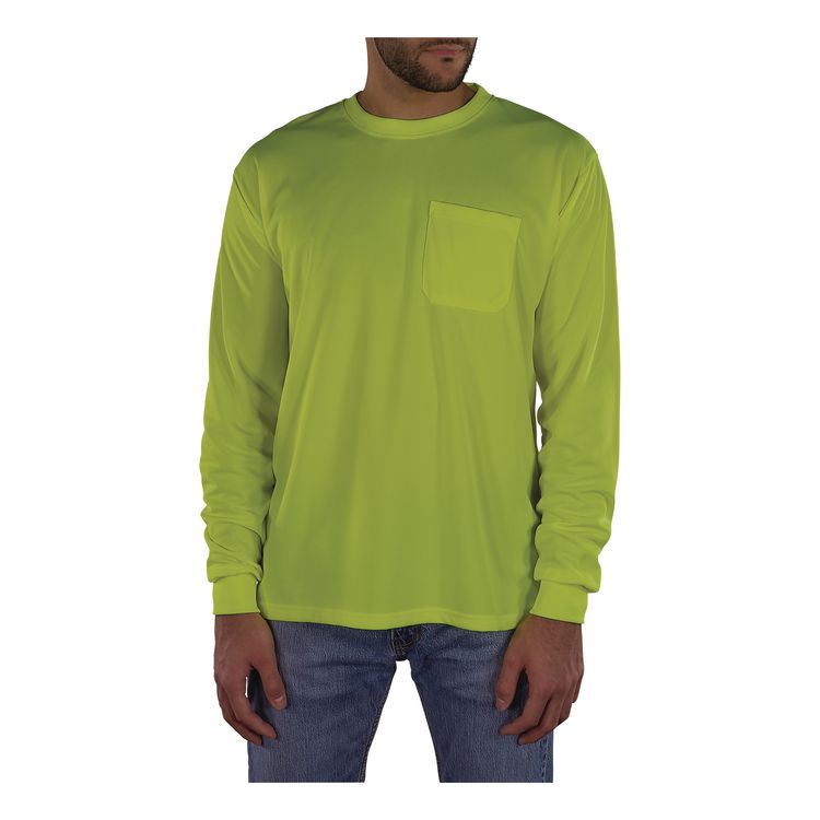 GloWear 8093 Non-Certified Essential Hi-Vis Long Sleeve T-Shirt, X-Small, Lime