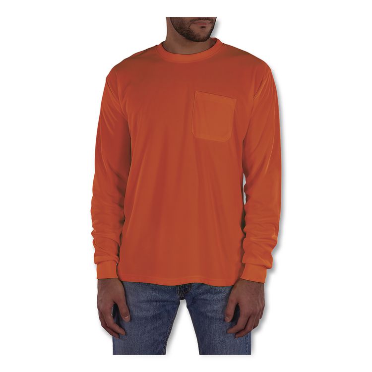 GloWear 8093 Non-Certified Essential Hi-Vis Long Sleeve T-Shirt, X-Small, Orange