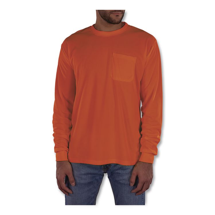 GloWear 8093 Non-Certified Essential Hi-Vis Long Sleeve T-Shirt, Medium, Orange