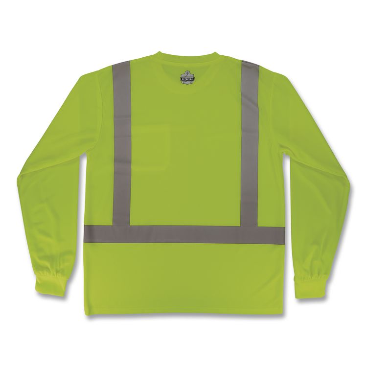 GloWear 8284 Class 2 Essential Hi-Vis Long Sleeve T-Shirt, X-Small, Lime