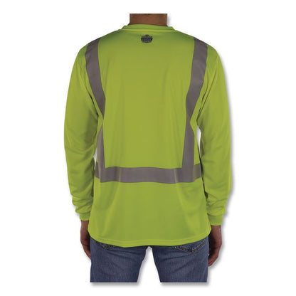 GloWear 8284 Class 2 Essential Hi-Vis Long Sleeve T-Shirt, X-Small, Lime