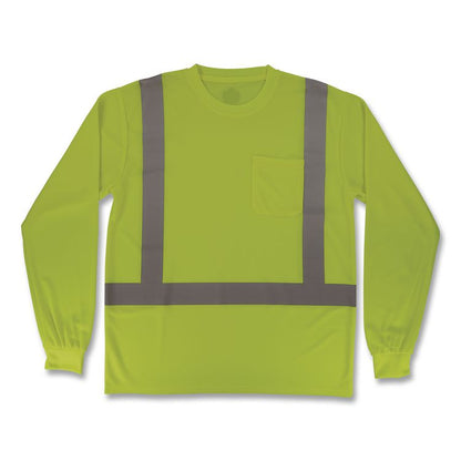 GloWear 8284 Class 2 Essential Hi-Vis Long Sleeve T-Shirt, X-Small, Lime