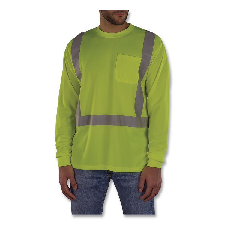GloWear 8284 Class 2 Essential Hi-Vis Long Sleeve T-Shirt, Small, Lime