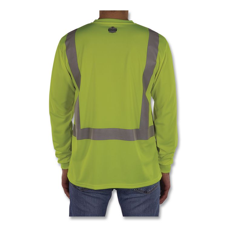 GloWear 8284 Class 2 Essential Hi-Vis Long Sleeve T-Shirt, Medium, Lime