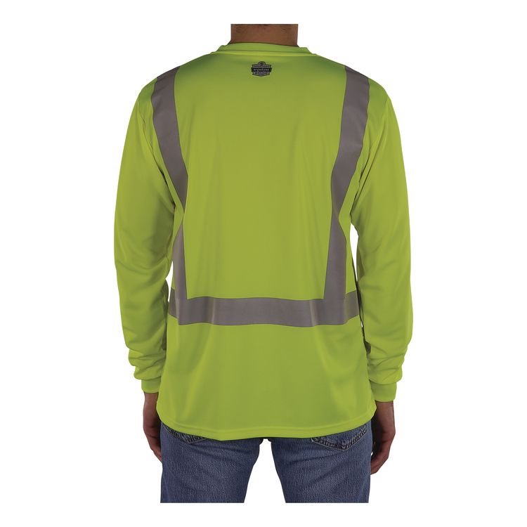 GloWear 8284 Class 2 Essential Hi-Vis Long Sleeve T-Shirt, X-Large, Lime