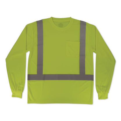 GloWear 8284 Class 2 Essential Hi-Vis Long Sleeve T-Shirt, X-Large, Lime