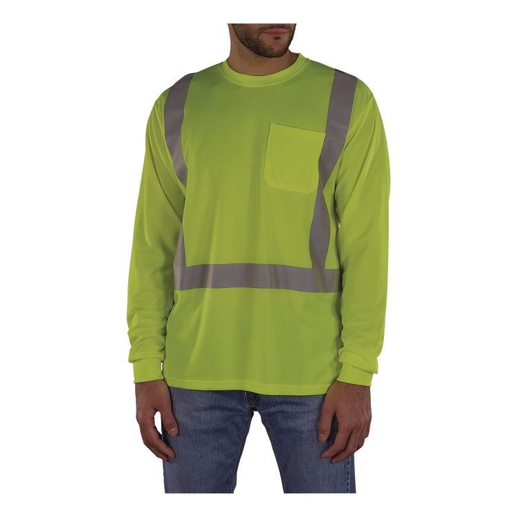 GloWear 8284 Class 2 Essential Hi-Vis Long Sleeve T-Shirt, 2X-Large, Lime