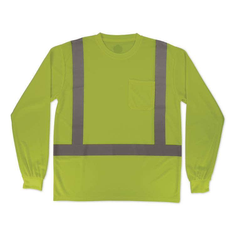 GloWear 8284 Class 2 Essential Hi-Vis Long Sleeve T-Shirt, 4X-Large, Lime