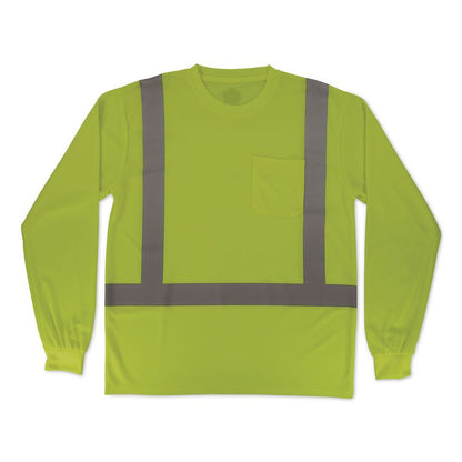 GloWear 8284 Class 2 Essential Hi-Vis Long Sleeve T-Shirt, 4X-Large, Lime
