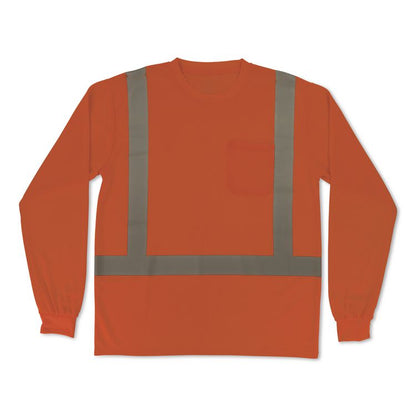 GloWear 8284 Class 2 Essential Hi-Vis Long Sleeve T-Shirt, X-Small, Orange