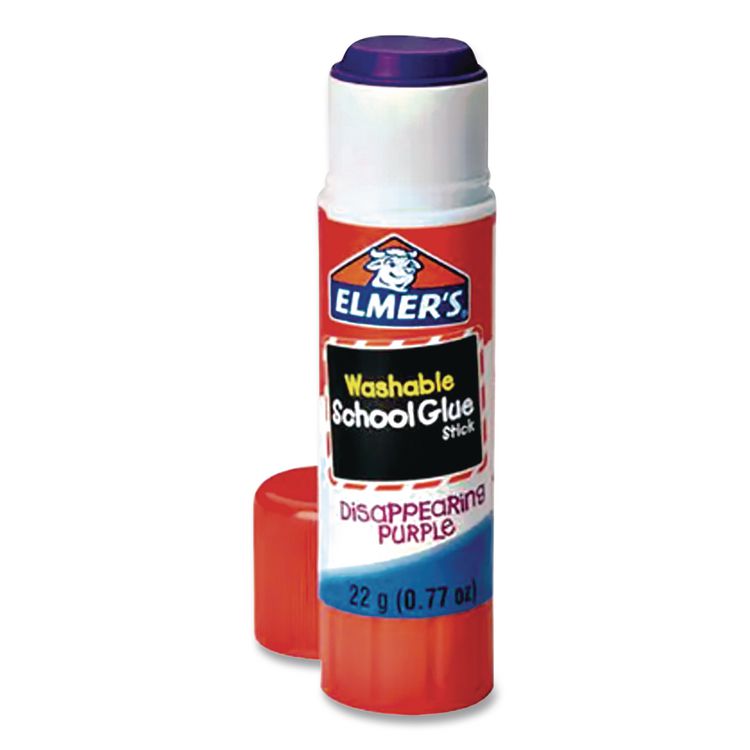 Washable School Glue Sticks, 0.24 oz, Applies Purple, Dries Clear, 4/Pack