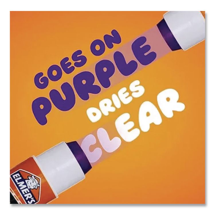 Washable School Glue Sticks, 0.24 oz, Applies Purple, Dries Clear, 4/Pack