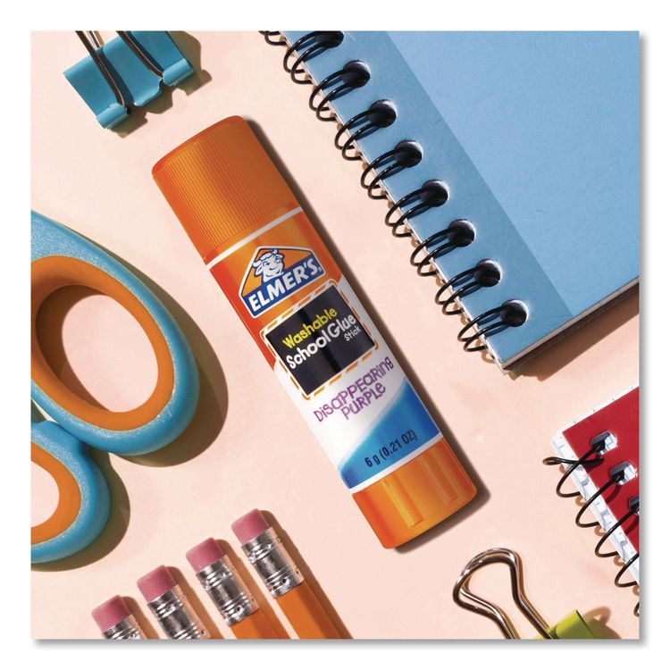 Washable School Glue Sticks, 0.24 oz, Applies Purple, Dries Clear, 4/Pack