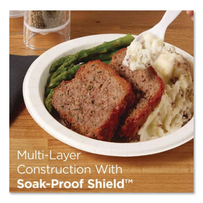 Pathways Soak-Proof Shield Mediumweight Paper Plates, WiseSize, 6.87" dia, Green/Burgundy, 125/Pack