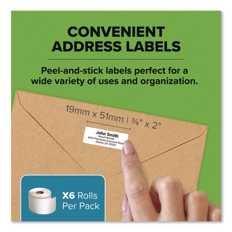 LW Address Labels, 0.75" x 2", White, 500 Labels/Roll, 6 Rolls/Pack