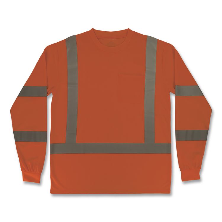 GloWear 8368 Class 3 Essential Hi-Vis Long Sleeve T-Shirt, 5X-Large, Orange