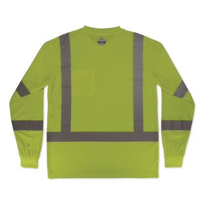 GloWear 8368 Class 3 Essential Hi-Vis Long Sleeve T-Shirt, X-Small, Lime