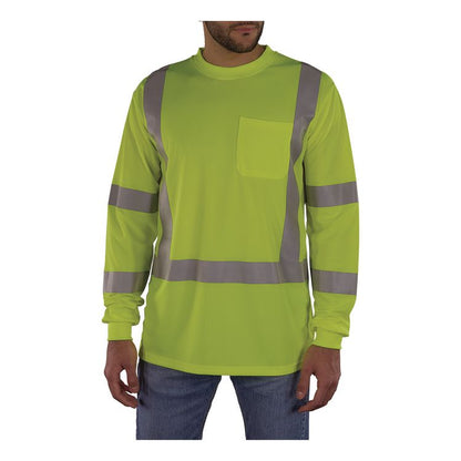 GloWear 8368 Class 3 Essential Hi-Vis Long Sleeve T-Shirt, X-Small, Lime