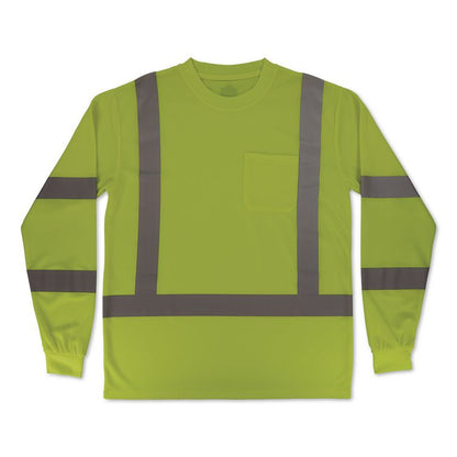 GloWear 8368 Class 3 Essential Hi-Vis Long Sleeve T-Shirt, X-Small, Lime