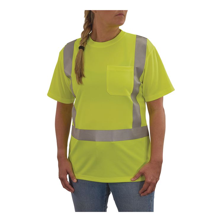 GloWear 8274 Class 2 Women's Essential Hi-Vis T-Shirt, X-Small, Lime